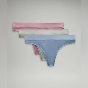 Lululemon UnderEase Mid Rise Thong Underwear 3 Pack size S/M RSBL/JDGR/BLWL